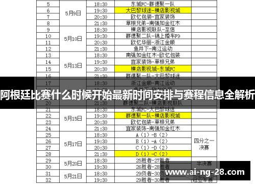 阿根廷比赛什么时候开始最新时间安排与赛程信息全解析