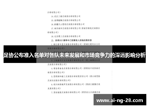 足协公布准入名单对各队未来发展和市场竞争力的深远影响分析 足协公布准入名单对各队未来发展和市场竞争力的深远影响分析